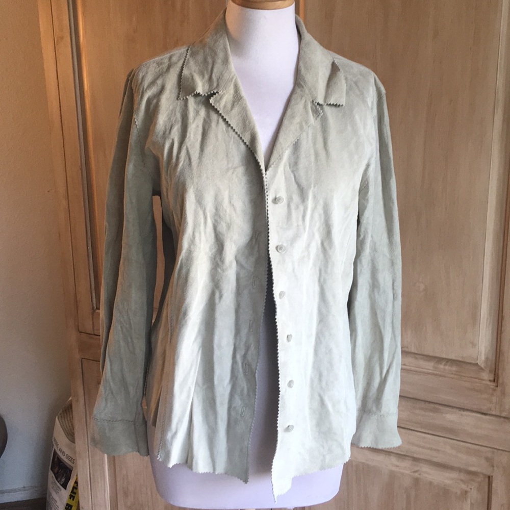 Brandon Thomas Leather Pale Green Jacket - Sz L